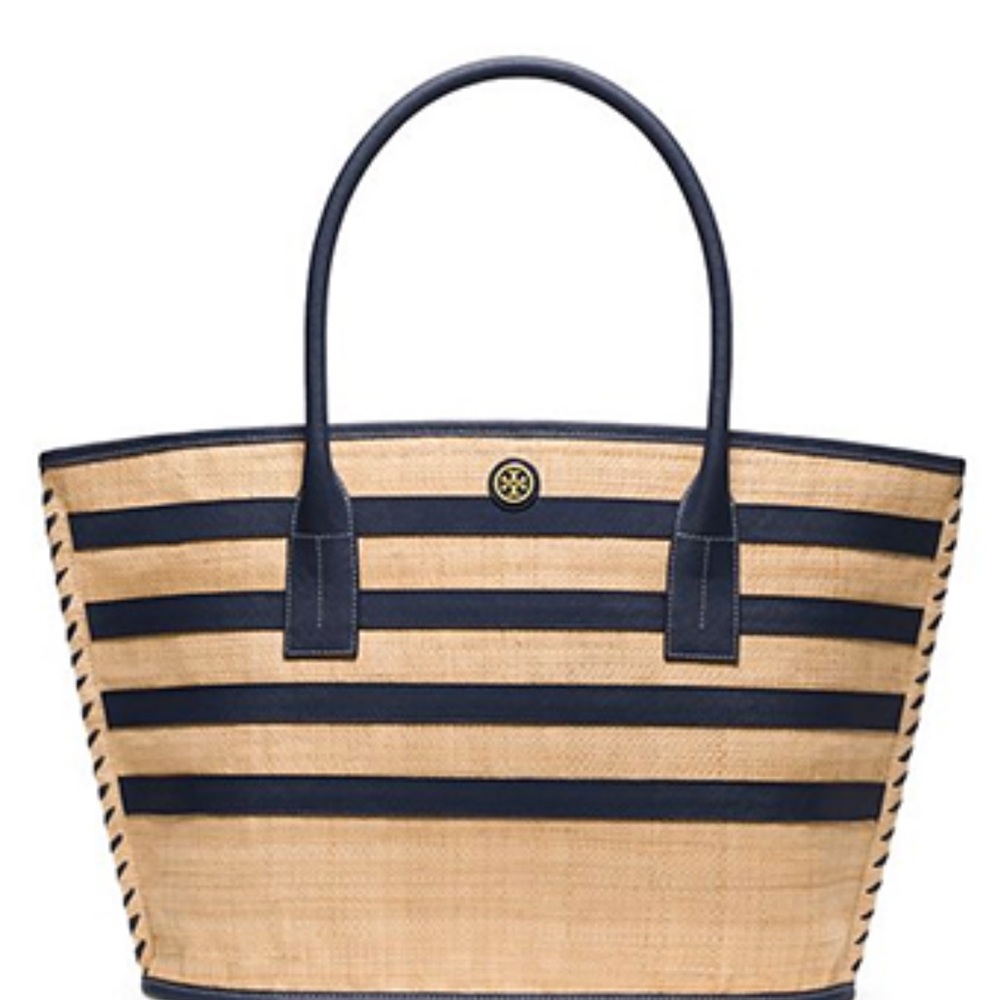 Tory Burch Tan and Black Tote Bag with Classic Design